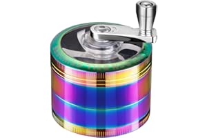 Golden Bell Grinder 2 inch Hand Cranked Spice Grinder 4 Layers Zinc Alloy Grinder - Rainbow Color