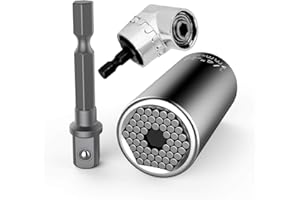 NEWDER Chiave a bussola Dado universale, Utensili manuali multifunzione 7-19mm con cacciavite a 105° Adattatore di fissaggio, Strumenti di riparazione