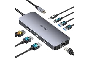 MOKIN USB C Docking Station Dual Monitor 8 IN 1 USB C Hub 2 HDMI, DisplayPort, Gigabit Ethernet, 100W PD Charging, 3 USB A/C 3.0 Ports, Laptop Docking Station für MacBook/Dell/HP/Lenovo/Surface