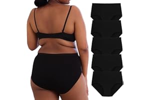 INNERSY Mutande Donna Cotone Taglie Forti Slip Vita Alta Mutandine Culotte 40-62 (M-5XL) Pacco da 5