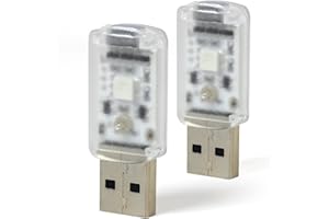 ANRBB 2 Stück Mini USB LED Licht Auto Innenbeleuchtung, 7 Farben RGB LED Ambientebeleuchtung mit Musik Sync, Berührungssensor dimmbar, kompatibel mit Auto Laptop PC Powerbank, Plug and Play
