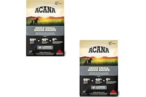 Acana Adult Small Breed Recipe | dwupak, 2 x 340 g, sucha karma dla dorosłych psów małych ras, zawiera świeże mięso z kurczaka, flądrę z dzikich zwierząt i jaj