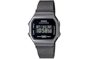 Casio Orologio Quarzo Unisex, misura cassa 37.00mm con quadrante Nero Digitale e cinturino Nero in Cinturino in metallo A168WEMB-1BEF