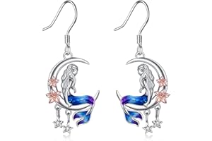 YAFEINI Cat/Fox Earrings Gifts for Women 925 Sterling Silver Animal Leverback Dangle Earrings Jewellery for Women