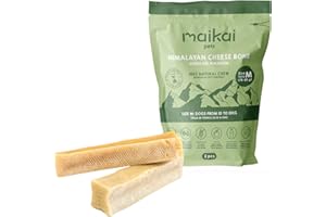 MAIKAI Confezione da 2 Bastoncini di Formaggio di Yak per Cani M - Masticativi Naturali dell’Himalaya - Osso Dentale 100% Naturale - Snack per Cuccioli e Cani Piccoli - Antitartaro