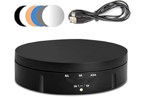 Aomdom Espositore Girevole Elettrico con Batteria Ricaricabile, 10KG 14,6CM Base Girevole Elettrica a 360 Gradi, Piatto Girevole Elettrico con Velocità Regolabile per Esposizione Prodotti
