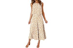 FANCYINN Donna Estate 2 Pezzi Outfits Canotta Lunga di Base Camicia Pantaloni Lunghi a Vita Alta Tute