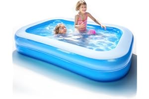 LORRTTA Double Piscine Gonflable Rectangulaire 2 x 1,5 x 0,5 m, Couche Piscine Enfant Rectangulaire pour Jardin, Pataugeoire pour Enfants et Adultes, Grande Piscine Familiale pour Balcon ou Intérieur