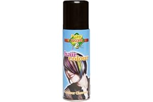 HOT LOOK LDIES WOMENS MENS UNISEX FANCY DRESS NOVELTEY HAIR SPRAY WHITE BLACK YELLOW ORANGE PINK SILVER PURPLE RED GREEN BLUE 125ML (BLACK)