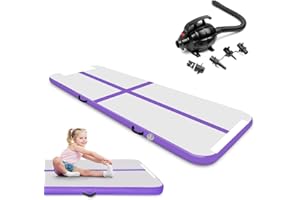 KIASTER 3M / 4M Inflatable Gymnastics Mat Tumbling Mat 10cm Thickness Air Floor Mat Tumble Track Gym Mat for Home Use/Training/Yoga/Water Fun/Pilates with Electric Pump