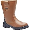 Blackrock S1-P SRC Safety Rigger Work Boots, Mens Womens Steel Toe Cap Tan Leather, Working Boots, Safety Shoes, Protective Midsole, Gardening, Work & Utility Footwear, Construction - Size 5
