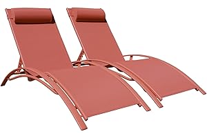 Happy Garden Lot de 2 transats Galapagos en textilène Terracotta/Structure Terracotta Bain de Soleil d'extérieur Multi Positions.
