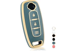 OFF WE GO Funda Llave Coche Carcasa para Nissan XTrail Qashqai Altima Teana Ariya 2023 Qashqai e-Power 2023 XTrail 2023 Casos de la Cubierta de Llave TPU Funda Tarjeta Llave, Oro Azul