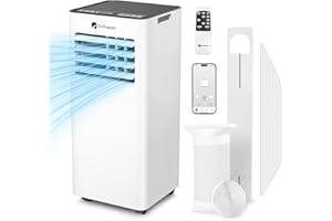 DR.PREPARE 9000 BTU Air Conditioning Unit, 4-in-1 Portable Air Conditioner Smart WiFi Enabled, Dehumidifier, Cooling Fan with 2 Speeds, 24H Timer & Sleep Mode, Child Lock, Dual Window Venting Kit