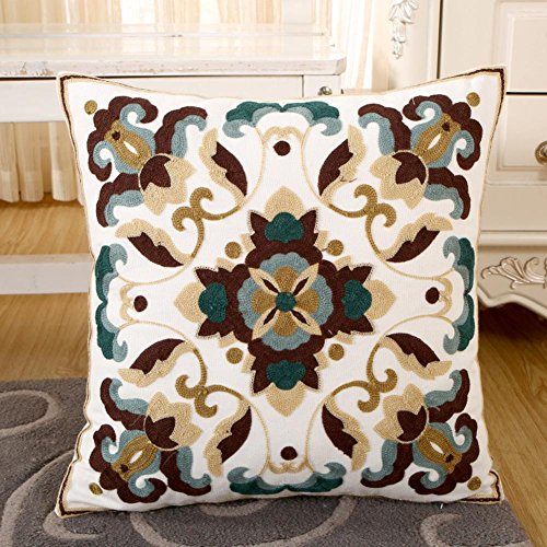 ZUODU Cushion Cover 45cm x 45cm, 45cmx45cm Embroidered Cotton Decorative Throw Pillow Cover Cushion Case Pillow Case,Sofa,Chair,Car Use (pattern -3)