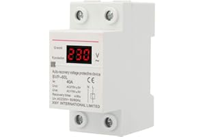 ZERONE Stabilizzatore di Tensione 230V 40A, Protezione di Ripristino Automatico della Tensione, Protezione Automatica per Montaggio su Guida DIN, Dispositivo di Protezione Sovratensione