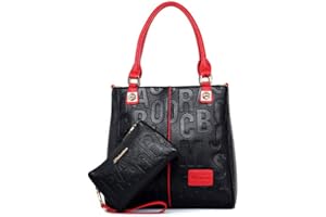 DEERWORD Mujer Bolsos Totes Casual Mano Marca Mediano Bandolera Antirrobo Hombro Italianos PU Cuero 5706 2 piezas