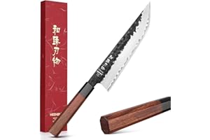 HEZHEN Couteau de Cuisine Sakimaru, Couteau de Chef en Acier Composite Forgé 3 Couches, Pour Trancher la Viande et les Légumes, Manche Octogonal en Bois