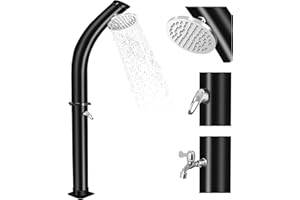 QDRECLOD Ducha Solar Piscina Exterior 18 Litros Duchas de Jardín Ducha Solar de Exterior con Agua Caliente con Cabeza de Ducha y Grifo Ducha Jardin Grande Temperatura Hasta 60° C Para Piscina Camping Playa