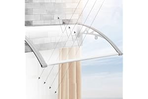ZLOVNE Auvent de Porte Marquise de Porte d?Entrée,Toit Protection Contre la Pluie Neige et UV,Auvent Fenêtre Transparent/Support Argenté,Auvent de Véranda de Polycarbonate (60x150cm)