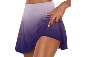 NSICBMNO Skorts for Women UK Summer Elastic Waist Tennis Skorts Skirts with Inner Shorts Lightweight Ladies Comfy Casual Stretchy Workour Shorts Baggy Athletic Golf Running Skirts Skorts