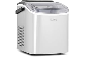 Klarstein Ice Cube Machine for Home, Camping, Gastro, Quick Mini Ice Cube Machine, Small, Professional Ice Maker for Large and Small Ice Cubes, Self-Cleaning, 1.3 L Water Tank, 12 kg Ice in 24 Hours