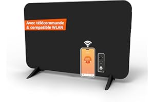 Könighaus Chauffage infrarouge dual intelligent 450 W avec contrôle Wi-Fi via application et télécommande, comprenant des pieds porte-serviettes et le matériel de fixation. Couleur : Noir