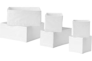 Ikea SKUBB Box, set of 6, organise socks, belts and jewellery in your wardrobe or chest of drawers [White]