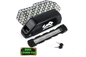EXECYC Batterie de vélo électrique 48v 24Ah pour 500w 750W 1000W 1500W Ebike kit Roue Avant arrière Bafang Kit (48V 24Ah/Shark Battery/Lg21700 Cell)(Chargeur Inclus)