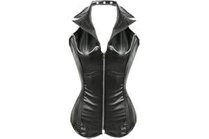 WEITING Corsetto in pelle da donna con cerniera Halter Reggicalze Corsetto modellante Corsetto lungo in PU di alta qualità Taglie forti