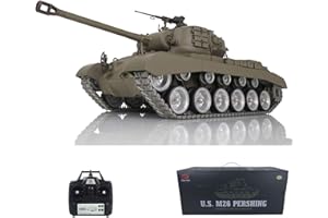 WHEELFUN Heng Long RC Tank 1/16 Customized 7.0 M26 Pershing RTR 3838 Metal Tracks Wheels 360° Rotating Turret Infrared Combat Lifting Barrel Light Sound