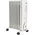 MYLEK Oil Filled Heater Radiators 2000W, Electric Portable White Heaters, Adjustable Thermostat, 3 Heat Settings, Energy Efficient, Safety Tip Over Protection (2KW White)