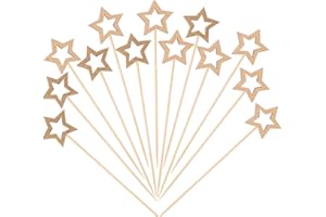 ‎ENLACE ENLACE Sterne Cocktailspieße 50 Stück Holzspieße Fingerfood Spieße,Weihnachten Cocktail Picks,Gold Sterne Partyspieße,Zahnstocher Holz Obstspieße für Grillgut,Obst,Cupcake,Cocktail Dekoration