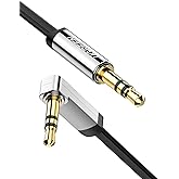 Ugreen 90 derece Dik A&ccedil;ılı 3.5mm Flat Aux Ses Kablosu 1 Metre | Ara&ccedil; ses sistemi, TV, Soundbar, hoparl&ouml;r, cep telefonu, kulak