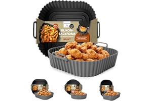 GOURMETmaxx BY KITCHBO Silikon-Backform 2er Set quadratisch 20x20cm, 5cm Höhe für fast alle Heissluft-Fritteusen ab 4 Liter | Perfektes Frittieren ohne Ankleben,wiederverwendbar, optimale Zirkulation