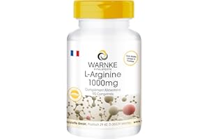 L-Arginine 1000mg - 90 comprimés - Acide animé - 3000mg par dose journalière | Warnke Vitalstoffe - Qualité des pharmacies allemandes
