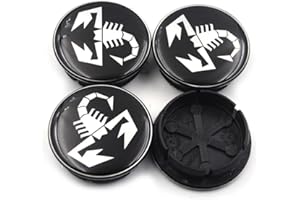 DADYM 4 Tappi Coprimozzo per Fiat Abarth Marea Punto 500 50mm Fregi Cerchi in Lega Coprimozzo Copertura Centrale Della Ruota per Cerchioni Copertura Antipolvere,Black