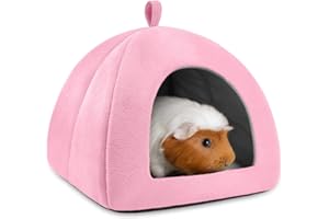 Tierecare Guinea Pig Bed - Fleece Small Animal Hideout Washable House Cave for Guinea Pig Chinchilla Hamsters Hedgehog Pink