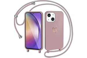 CaseLover Handykette kompatibel mit iPhone 13 Hülle mit Band, Herz Muster Silikon Necklace Handyhülle mit Abnehmbar Kordel zum Umhängen Stossfest Bumper Handy Schutzhülle für iPhone 13 6.1", Pink