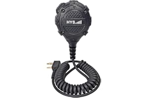 HYS Walkie Talkie Micrófono de mano con altavoz, micrófono de hombro de 2 pines compatible con Baofeng UV-5R 5RA 5REPLUS Kenwood Accesorios de radio bidireccional