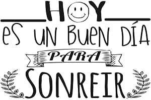 DOCLIICK Frase Vinilo "Hoy es un buen día para sonreír" Vinilos decorativos vinilo frases motivadoras para pared. Vinilo para decorar habitaciones. Vinilos decorativos frases .Vinilos pared DC-16121 (30x20cm)