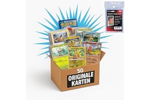 CYNGERT 50 Original Pokémon Karten Deutsch – garantiert 5 Holo + 100 Ultra Pro Soft Sleeves – Karten Set für Sammler & Kinder