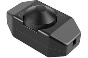 TECHZOCO Potenciómetro regulador de luz con Interruptor, Dimmer LED, Interruptor regulador intensidad, Atenuador de luz, Apto para 60W, 230 Voltios, Conexión por soldadura, PVC, Negro