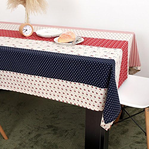 XMMLL Tablecloth Cotton Linen Tablecloths European Simple Modern Pastoral Rectangular Coffee Table Cloth,Dot Sailing,100*160Cm(Ideal For Coffee Table)