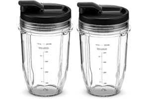 PTINBG Nutri Ninja - Set di 2 tazze per frullatore Nutri Ninja con coperchio Sip & Seal, compatibili con BL480, BL490, BL640, BL680 per miscelatori Nutri Ninja Auto IQ Series (confezione da 2)