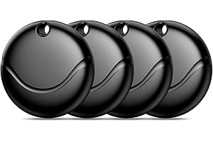 HOXE Air Tracker Tags 4 Pack, Buscador de Objetos Compatible con Buscar Apple (Sólo iOS), Smart Localizador Bluetooth, Rastreador para Llaves, Cartera, Equipaje, Mochila, Batería Reemplazable, Negro