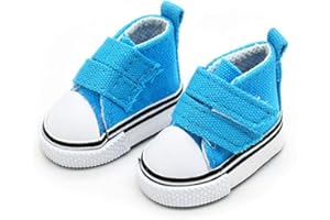 Aeromdale Puppenschuhe aus Segeltuch, einfarbig, 5 cm, Puppenschuhe mit Klebeband für 20 cm große Puppen, Mädchen, Spielzeug, Geschenk, Blau, 1 Paar