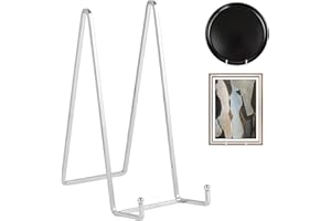 DIDUDIDU Large Plate Holder Display Stand - 10 inch Tall Plate Stands for Display - Metal Picture Frame Stand - Big Tabletop Easel Stand for Decorative Plates | Platter | Book | Plaque | Tile - 2 Pack - Silver