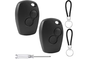 guobinZH 2 Pièces Coque Clé Compatible avec Renault Kangoo Modus Clio Master Trafic Twingo et Dacia 2 Boutons Télécommande Boitier Clef Remplacement de Coque Cle de Voiture avec Porte-Clés