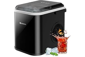 Eiswürfelmaschine, 120W Eiswürfelbereiter 8 Eiswürfel in 8-10 Minuten, 12kg/24h, LED Display Ice Maker Machine mit Infrarotsensor & Selbstreinigung